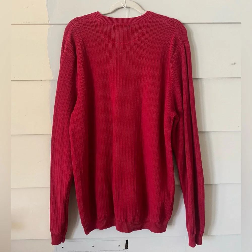 Vtg Eddie Bauer Classic Preppy Red Ribbed Crewneck Thick Knit Sweater XL Tall - Picture 7 of 7